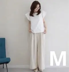 新品 しまむらshie コラボ　裾ドロスト付きワイドパンツ