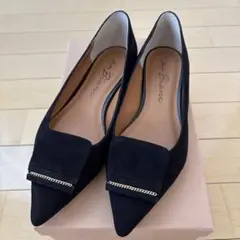 paris Biarritz 黒 スエード フラットシューズ