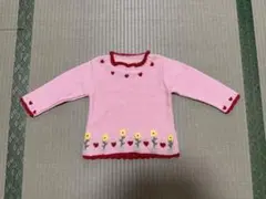 女の子　95cm 　ニット　セーター　ピンク　お花