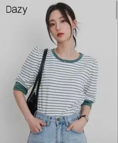 ストライプ リンガーTシャツLサイズ