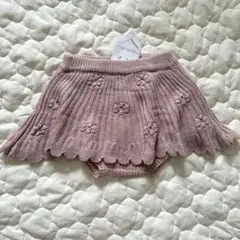 バースデイ ママラク ニット スカート 1歳 くすみピンク 花柄 合わせやすい
