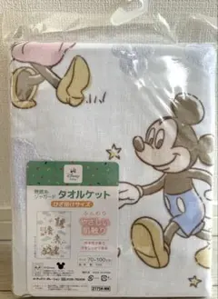 【新品】Disney Baby ミッキー＆ミニー無撚糸ジャガードタオルケット