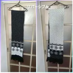 honeysハニーズ リバーシブル2way ニットマフラー