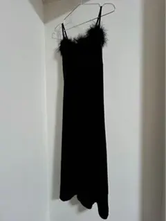 Meridian ベロア×フェザーファー キャミソールワンピース ドレス