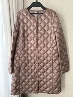 ユニクロ　ウルトラライトダウン ノーカラー　キルティング　サイズL ブラウン系