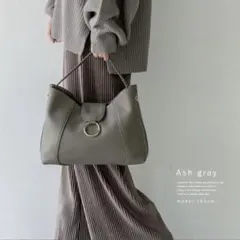 リングモチーフ 2WAY ショルダーバッグ アッシュグレーのサムネイル