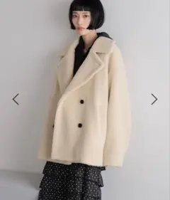 Lowrys farm ローリーズファーム　2WAYエリボアコート　アイボリー