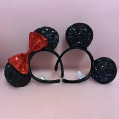 東京ディズニーリゾート ミッキー ミニー スパンコール カチューシャ ペアセット