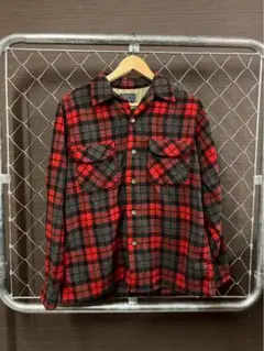 50s Pendleton チェックシャツM ウールシャツ　ボードシャツ