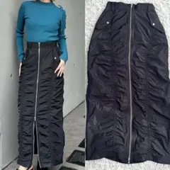 25SS【美品】 ムルーア　MURUA ファスナースリットギャザースカート