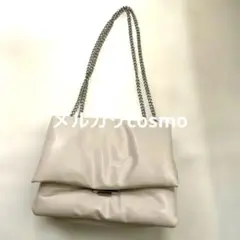 H&M 2wayショルダーバッグ　チェーン　ベージュ　パフィー