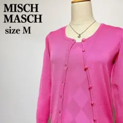 ミッシュマッシュ アーガイル柄 丸首 半袖ニット カーディガン アンサンブル