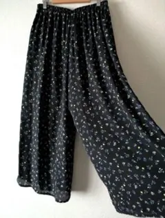 グラシア 花柄 黒 ワイドパンツ Ｌ