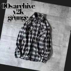 00s archive ombre check shirt grunge y2k - メルカリ