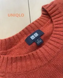 UNIQLO ラムウールクルーネックセーター オレンジ　ニット