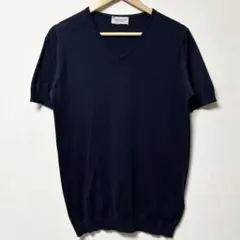 極美品 現行タグ ジョンスメドレー シーアイランドコットンニットTシャツ 紺のサムネイル