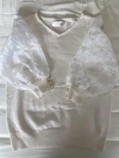tocco closet パフスリーブ ニット ホワイト 半袖 Tシャツ