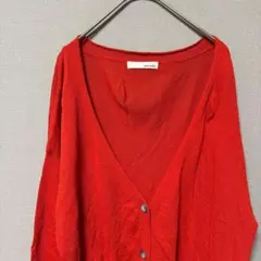 シューラルー　Ｖネックドルマンスリーブカーディガン(F)オレンジ無地ゆったり春夏