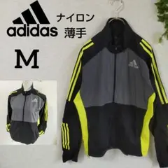 アディダス adidas ナイロンジャケット ジャンパー 薄手 ジャージ 黒 M