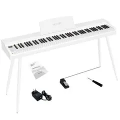 軽量✨電子ピアノ 88鍵盤 木製 ペダル付 スタンド一体型　ヘッドフォン　白 軽量✨電子ピアノ 88鍵盤 木製 ペダル付 スタンド一体型 ヘッドフォン