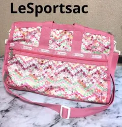 【美品】LeSportsacレスポートサック ボストンバック ピンク花柄　大容量