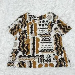 PISANO レディース 半袖Tシャツ L 総柄 派手 柄シャツ コットン 綿のサムネイル