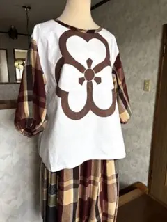 白半纏　布団皮古布　スリット入りプルオーバー　七分袖