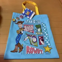 【ラウンドワン限定】トイストーリー 缶バッジ付きトートバッグ
