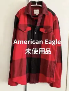 アメリカンイーグル　シャツジャケット　チェック　赤黒