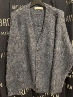 INHERITダークブルー フワフワニットカーディガン M