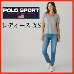 V562*ラルフローレンスポーツ*VネックTシャツ*グレー*XXS