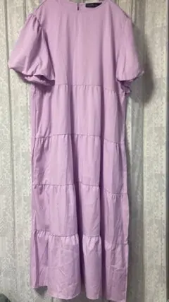 大きいサイズ　パフスリーブ ロングワンピース