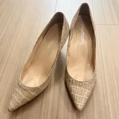 mamian マミアン クロコ型押し 7cmハイヒールパンプス 美脚ヒール