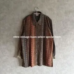 昭和レトロ総柄シャツ　ヴィンテージブラウス　グラデーションカラー　シック　古着