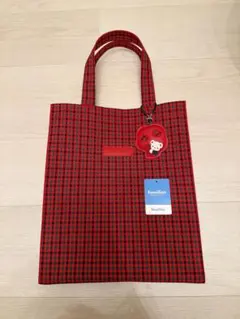 新品 未開封 タグ付き ファミリア 赤系 チェック トートバッグ 小