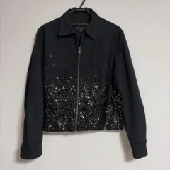 ZARA スパンコールジャケット タグ付き 未使用 タグ付き ZARA ノーカラー ツイード スパンコール ジャケット