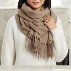 ストール マフラー 大判 上質カシミアタッチ 防寒 あったか ベージュ