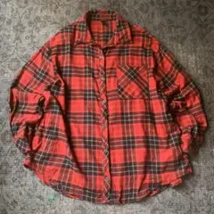 00s ネルシャツ フランネル 赤 Y2K グランジ チェック レトロ 古着