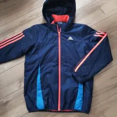 【美品】adidas ウィンドブレーカー ネイビー/オレンジ☆140