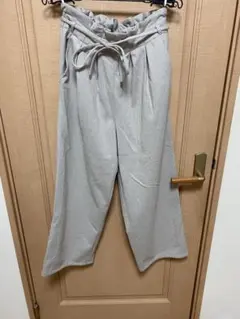 グレー ヘリンボーン ワイドパンツ