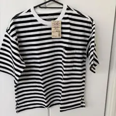 無印良品 黒白ストライプ Tシャツ M