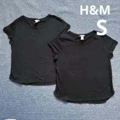 H&M BASIC 半袖Tシャツ ブラック Sサイズ 2枚　フレンチスリーブのサムネイル
