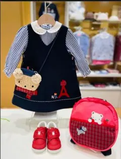 familiar ジャンパースカート ワンピース 90 ネイビー美品ファミリア