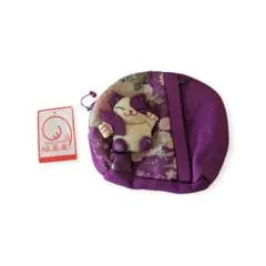 新品　猫キャラクター付きポーチ　小物入れ　化粧ポーチ　和柄　紫