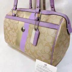 coach signature mini boston bag purple