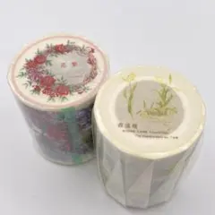 海外マスキングテープ　2巻セット 新品　巻き売り　特殊インク　花