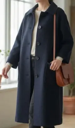 ICB アイシービー 美品 ウール100% ロングコート ブラック 黒 S