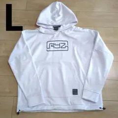 【美品】RYZ (ライズ) ロゴ　パーカー　白 裏起毛　メンズ Lサイズ