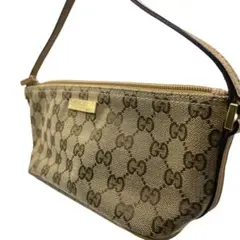 極美品✨グッチ アクセサリーポーチ ミニバッグ GG キャンバス ブラウン