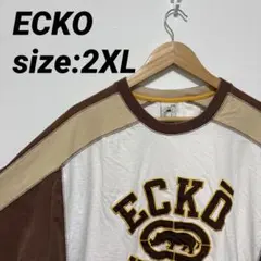 【US古着】エコー 半袖シャツ Tシャツ 刺繍ロゴ 2XL
